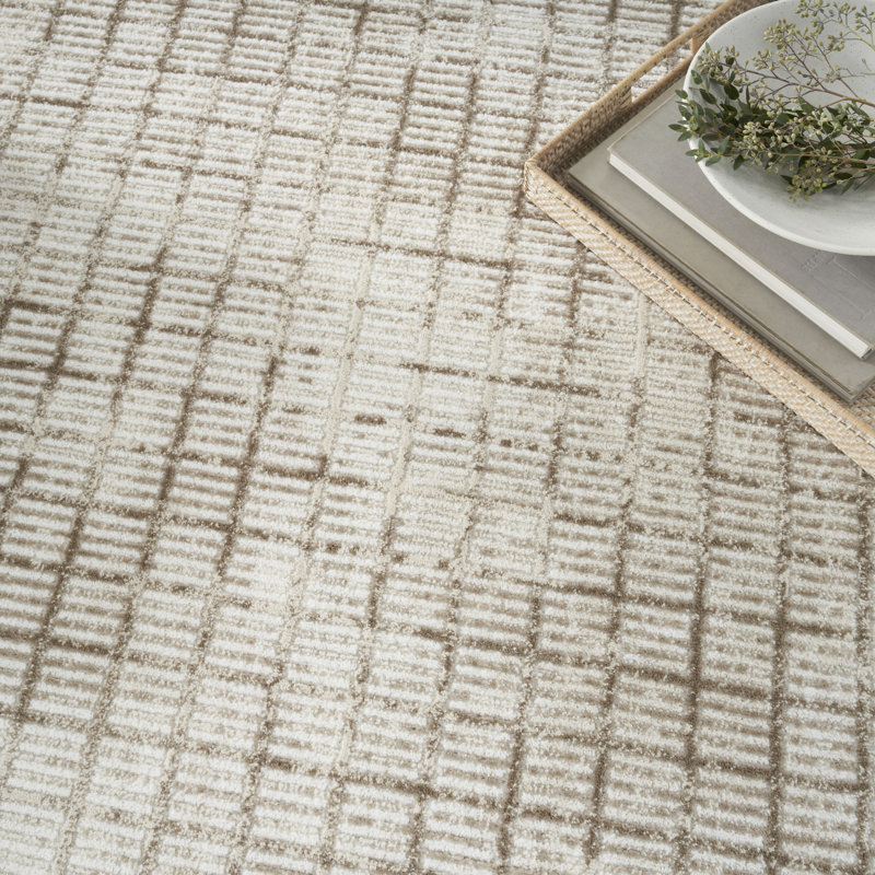 Wrought Studio™ Mayukha  Ivory Beige Modern Indoor Rug, Rectangle 7'10" x 9'10"