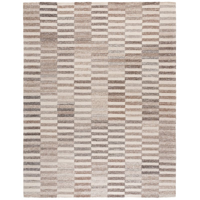 Delfida Ebony Hand Tufted Wool Jute Cotton Geometric Rug in Ivory/Beige