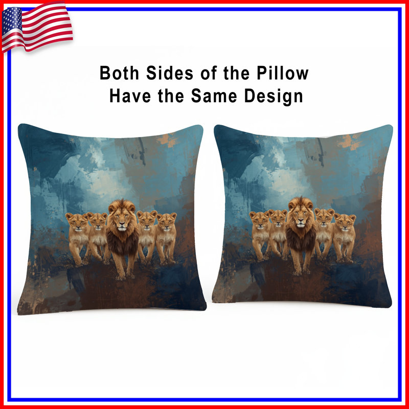 Coussins Lion, 14 X 14 pouces