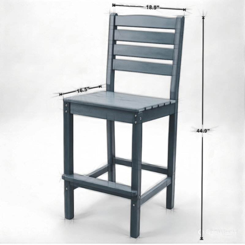 HDPE Wood-Grain Bar Stools Set with Adjustable Backrest