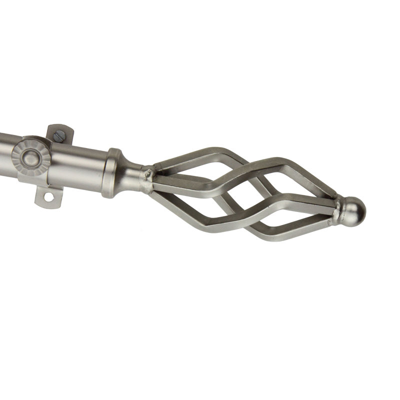 Tringle à rideaux simple à 4 faces Andresen, Nickel satiné, 28 po à 48 po (chaque côté)