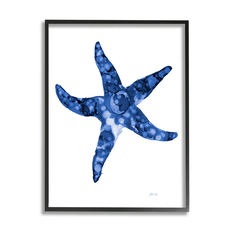 Décontracté, étoile de mer, plage, océan, Giclée encadrée noir minuit, H 14 po x l 11 po x P 1,5 po