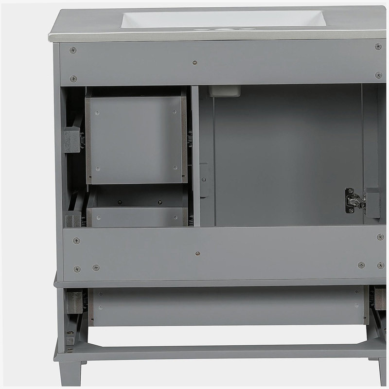 Lavabo de salle de bain 30 po, avec ensemble lavabo, armoire de rangement avec porte à fermeture en douceur et 3 tiroirs