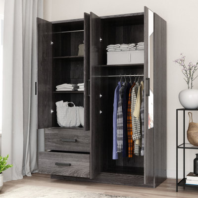 Apollonios 4 Doors Wardrobe With 2 Drawers and Shelves