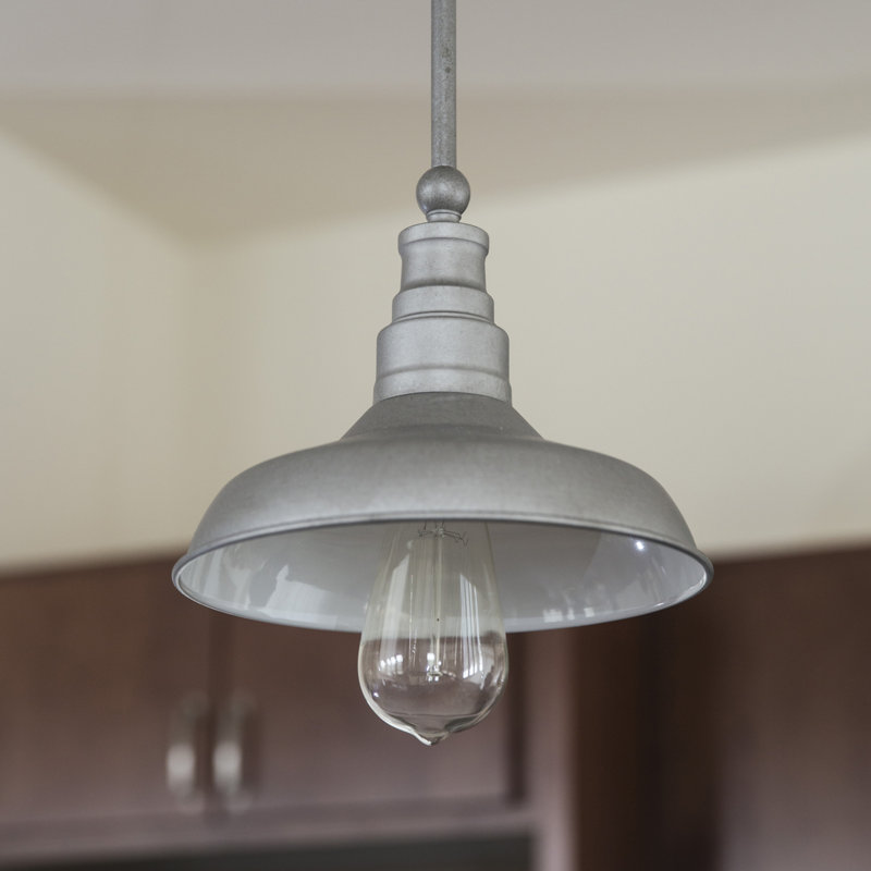 Luminaire suspendu en forme de dôme à 1 lumière Caryn, Galvanisé