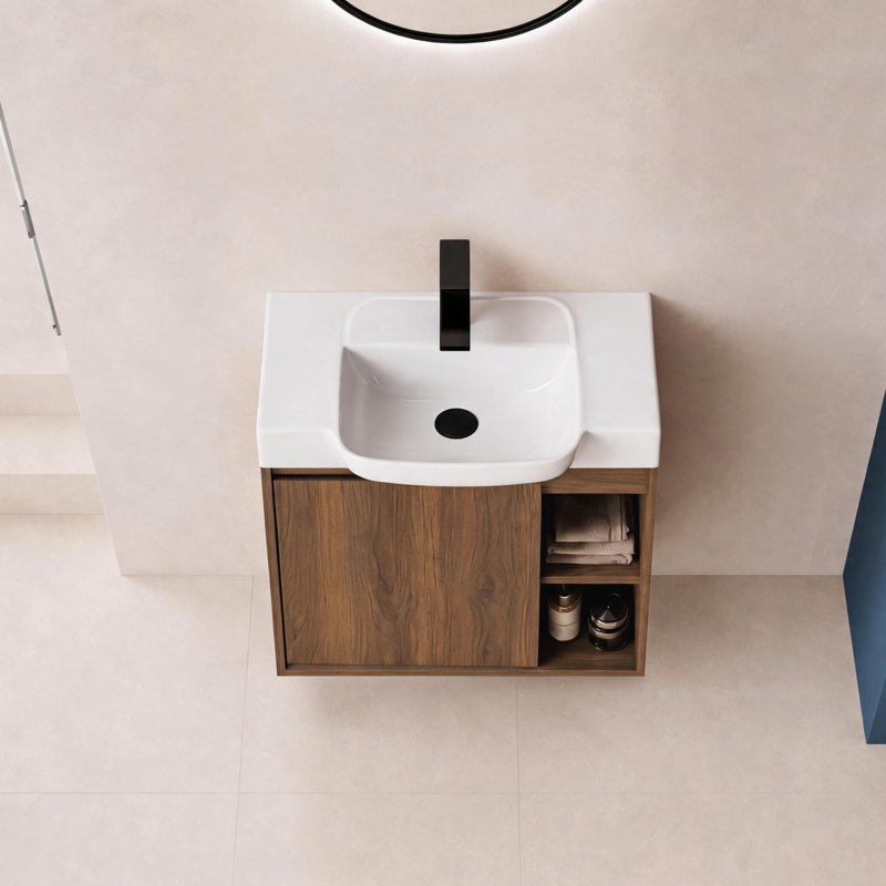 Meuble-lavabo flottant 24 po Slimbay, Brun, 24"
