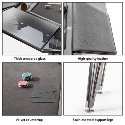 57.87"Modern Light Luxury Black Poker Table