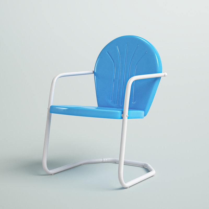 Alaniz Premium All-Weather Wicker Outdoor Dining Armchair, Sky Blue Gloss