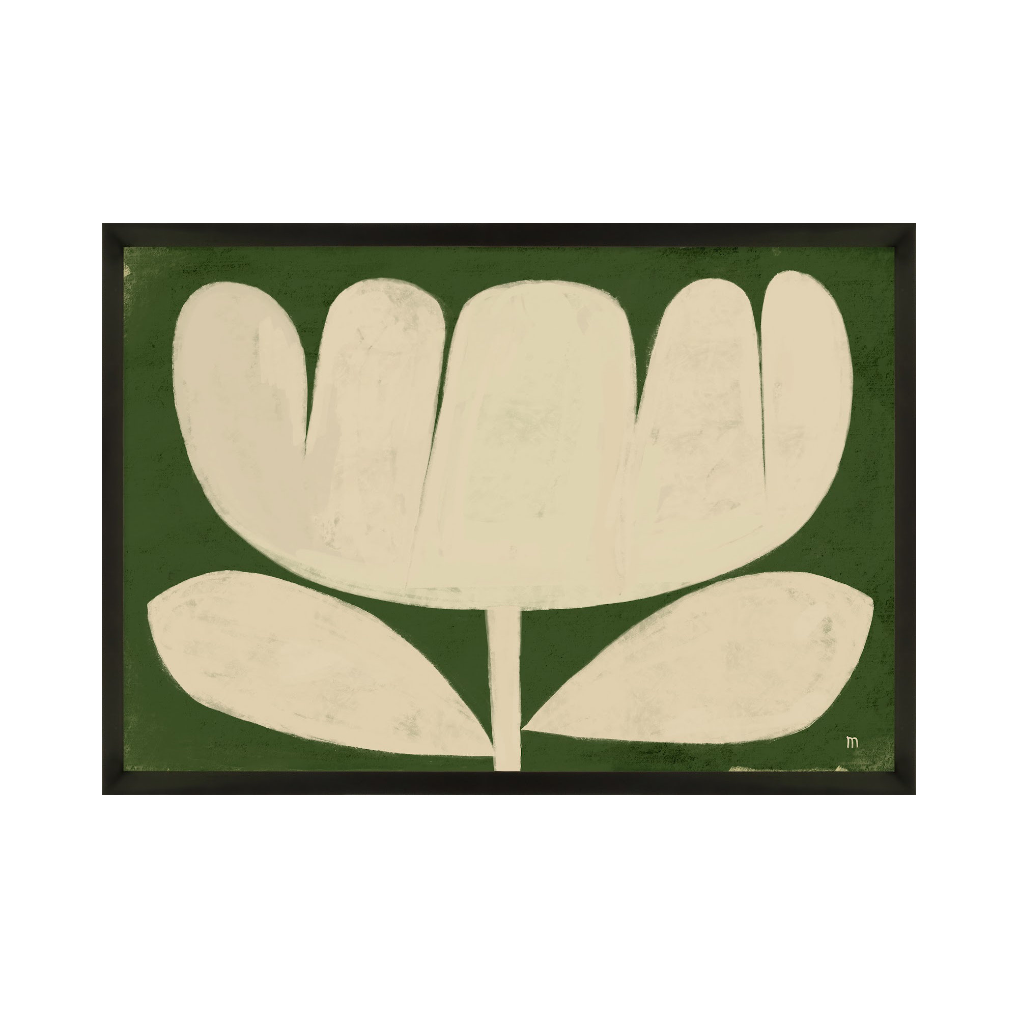 Flower On Green by StudioM, 17.5" H x 25" W x 1.25" D, Black