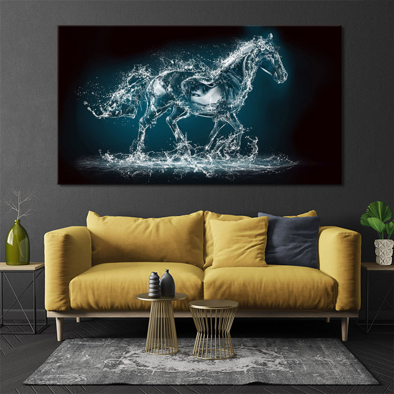 Water Horse - Wrapped Canvas Art Prints, 61cm H x 101cm W x 2cm D