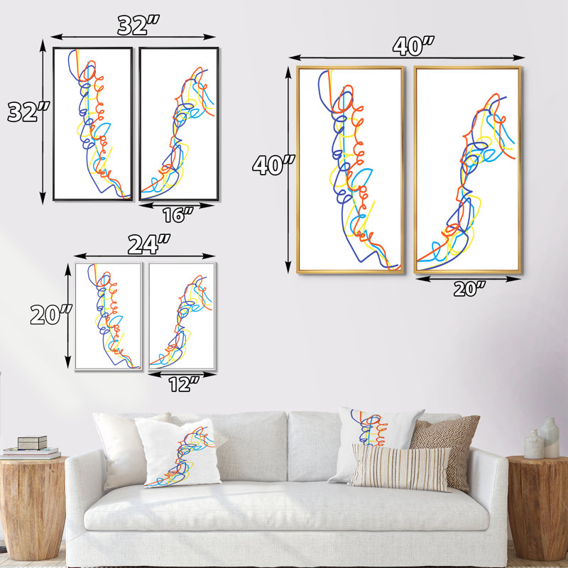 «Geometrics Abstract Design scandinave», ensemble de 2 reproductions, H 32 po x l 32 po x P 1 po, Cadre blanc
