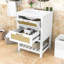 Meuble-lavabo autoportant moderne avec lavabo en céramique, tiroir escamotable, rangement ouvert et façade en rotin-1523884800