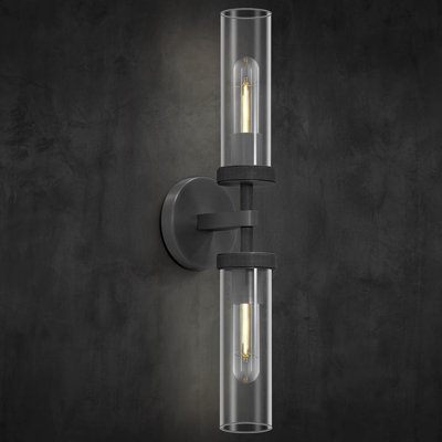 Wall Sconce With Glass Shade, 2-Light Up And Down Vanity Fixture For Bathroom, Kitchen, Living Room, And Hallway