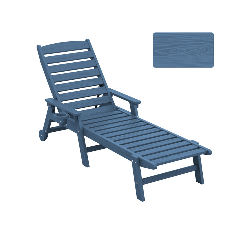 Swann Outdoor Chaise Lounge With Arms & Wheels, Navy