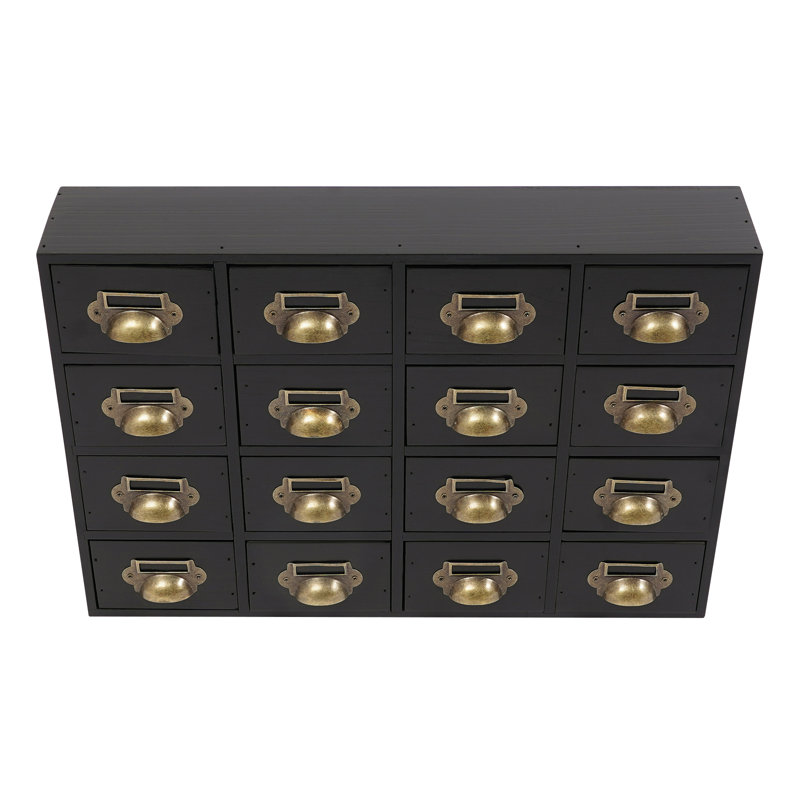 Wood Stackable Desk Organizer With 16 Drawers, Black