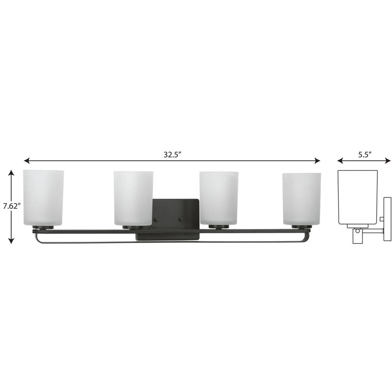 4 - Light Dimmable Vanity Light, Matte Black
