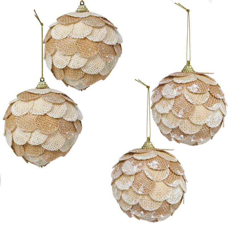 Ensemble d'ornement de Noël en forme de pomme de pin 10 cm, paquet de 2