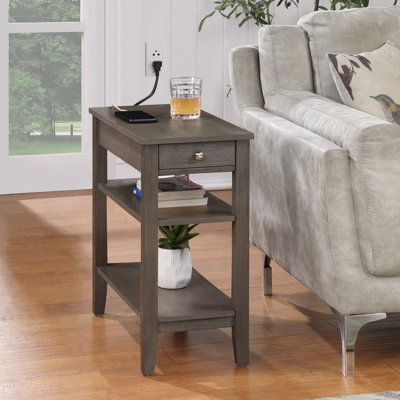Carbin 24'' Tall End Table with 1 Drawer and Built in Outlets
