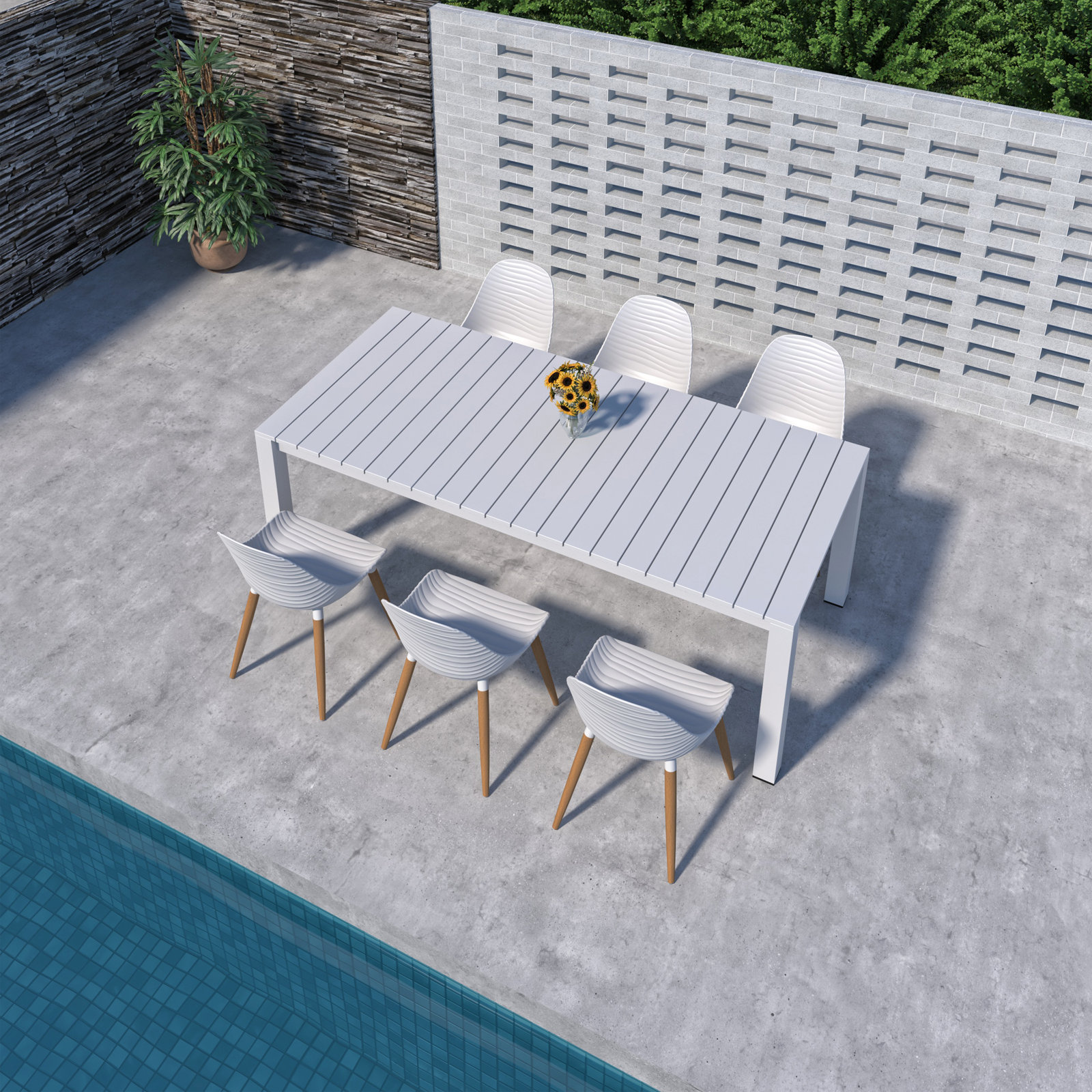 Ammelie 87" Patio Dining Table, White