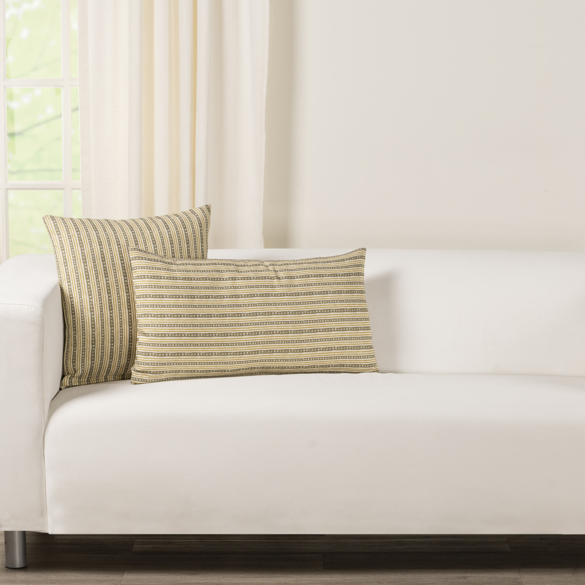 Hansah Pillow, Herb Striped, Feather, Rectangle 12"H x 21"W