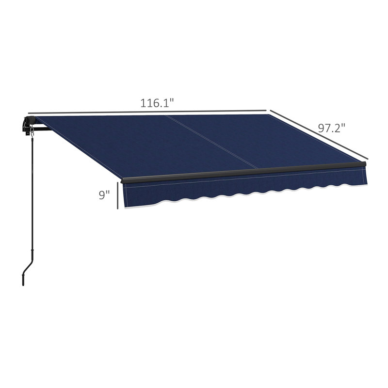 Retractable Awning, Patio Awnings, 116.1" W x 97.2" D, Blue, Solid Color