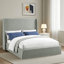 Tête de lit capitonnée tapissée à oreilles, tête de lit en bois massif avec pieds en bois, tête de lit à hauteur réglable de 47 po à 63 po, tête de lit en tissu au design moderne, beige-839609827-839609839