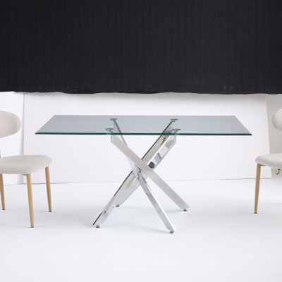 Table rectangulaire moderne en verre
