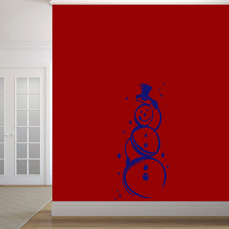 Décalcomanie murale jolie bonhomme de neige Trexler, Bleu marine