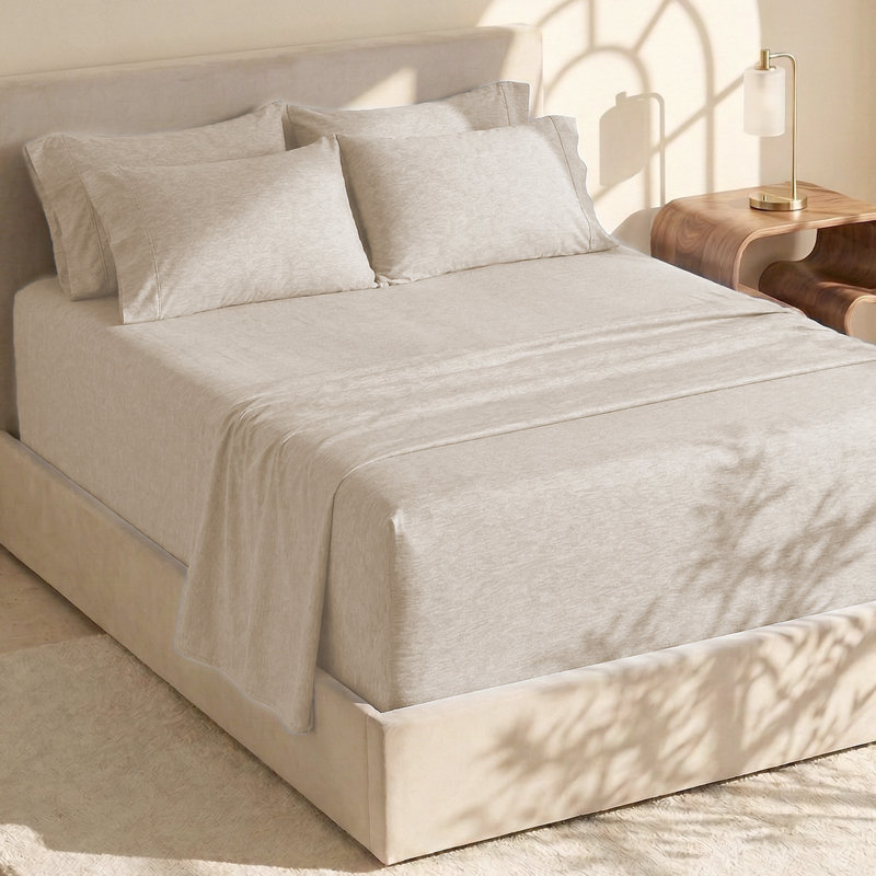 Ensemble de draps en micro-fibre, Drap-housse pour lit simple TG, Lin chambray