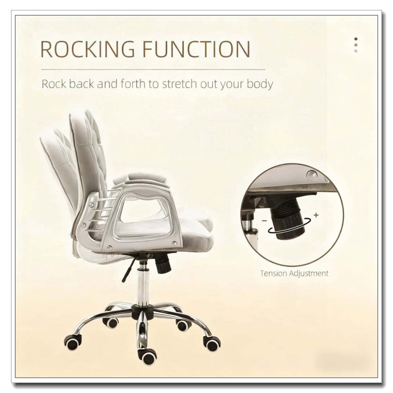 Luxury Tufted Office Chair With 360 Degree Swivel For Home And Office