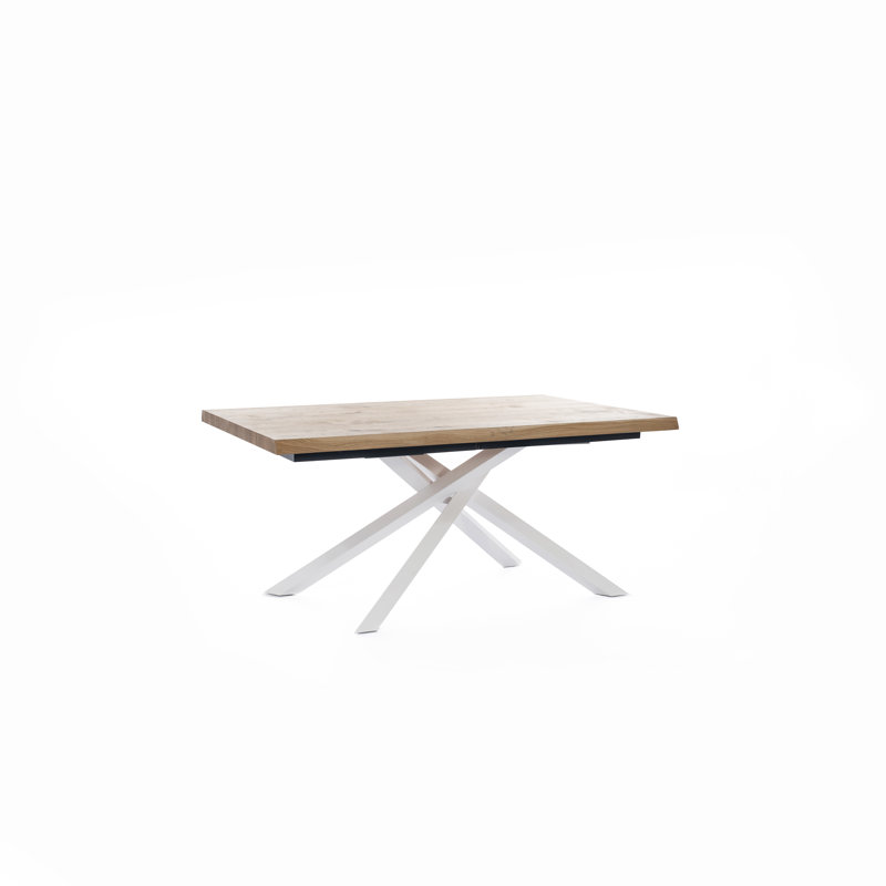 Verdone Metal Base Dining Table, Oak, Black