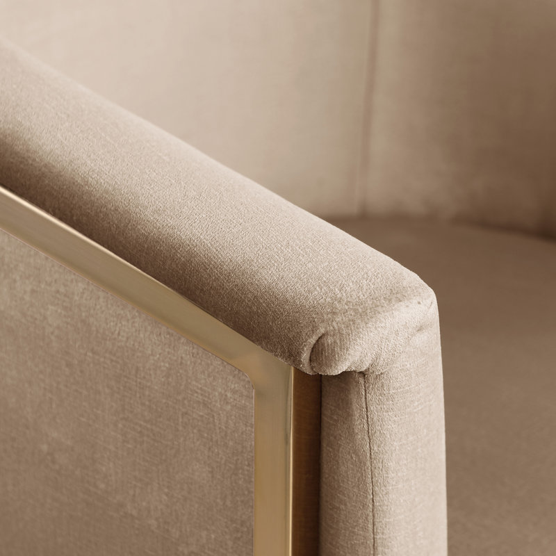 Izakeel 19'' H Velvet Upholstered Armchair, Beige Velvet
