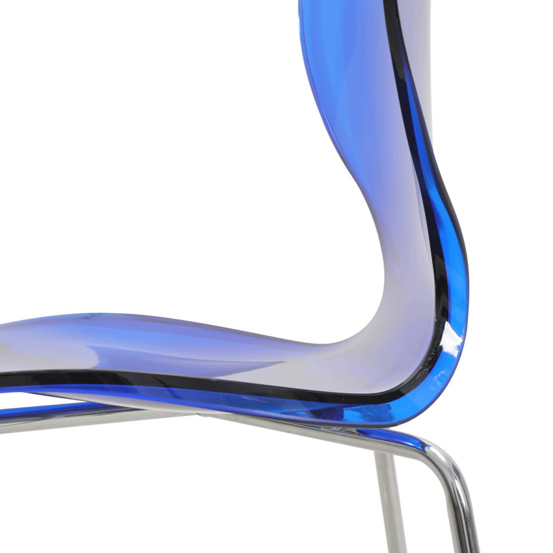 Tabouret de bar en acrylique Edenfield, Bleu transparent