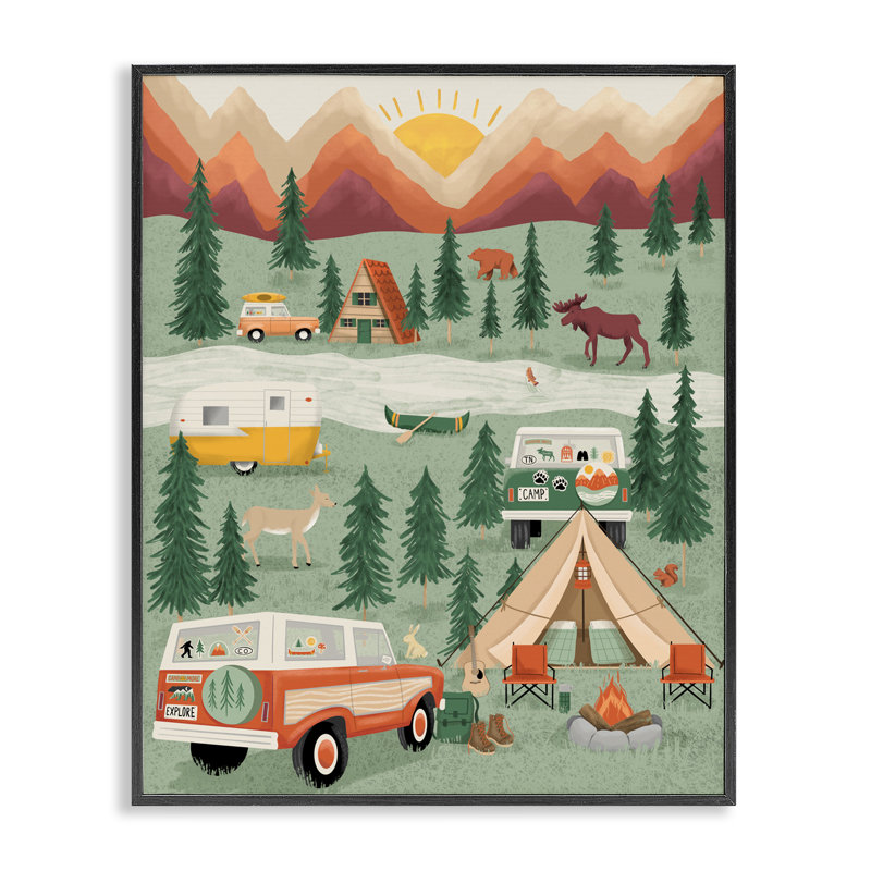 Giclée encadrée Great Campings, conçu par Jilly Jack Designs, H 14 po x l 11 po, Giclée encadrée noir minuit