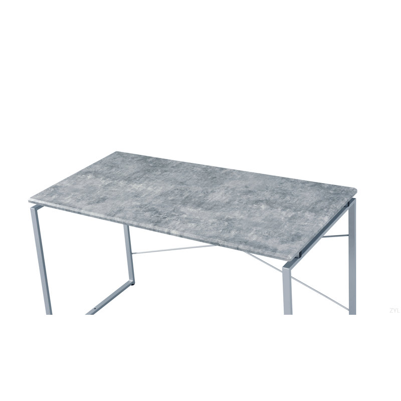 Faux Concrete & Silver Finish Writing Desk, Gray/Silver
