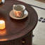 Table basse ronde avec rangement en noyer foncé-818161977