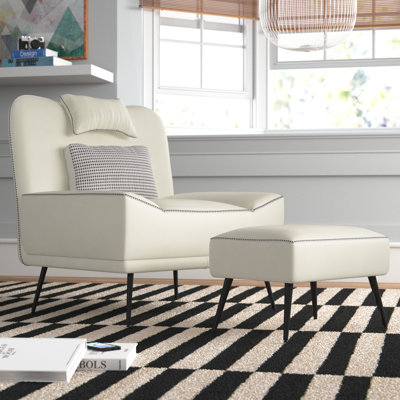 Asena Upholstered Side Chair with Ottoman