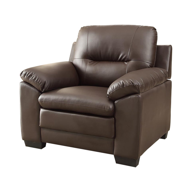 Fauteuil club large Fanestil 106,05 cm, Similicuir brun
