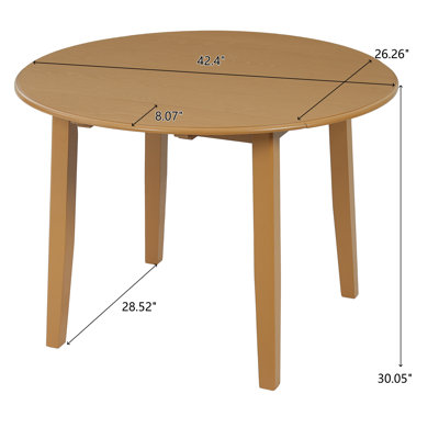 Folding Round Dining Table for 2 - 4 People, Dual Drop-Leaf Design, Space-Saving, Modern Farmhouse, Kitchen and Dining Room