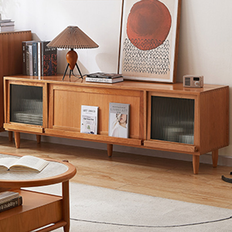 Meuble télé en cerisier à structure carrée, 59.06"