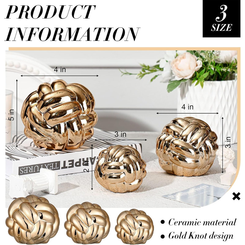 Gold 3-piece knot decoration