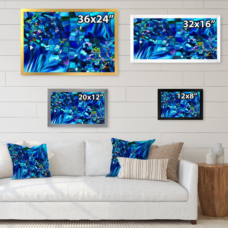 Vibrant Virtual Hues - Picture Frame Print on Canvas, White Picture Frame, 24" H x 36" W x 1" D