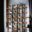 Bibliothèque double H 70,5 "x l 70,9" en bois à 5 niveaux-297140014