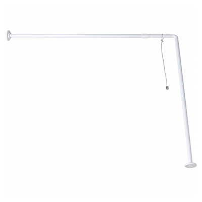 Wall Mounted Adjustable L-Shaped Corner Bathtub Curtain Rod 37 to 71L - Width 31.5 White