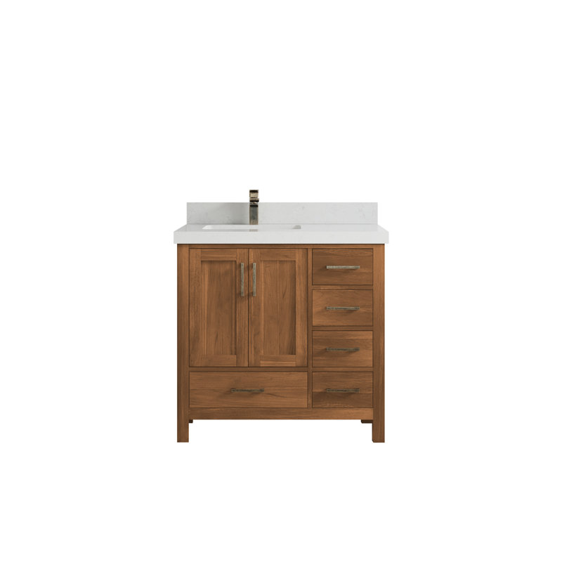 Ensemble de meuble-lavabo simple 36 po Malibu, Quartz de Carrare
