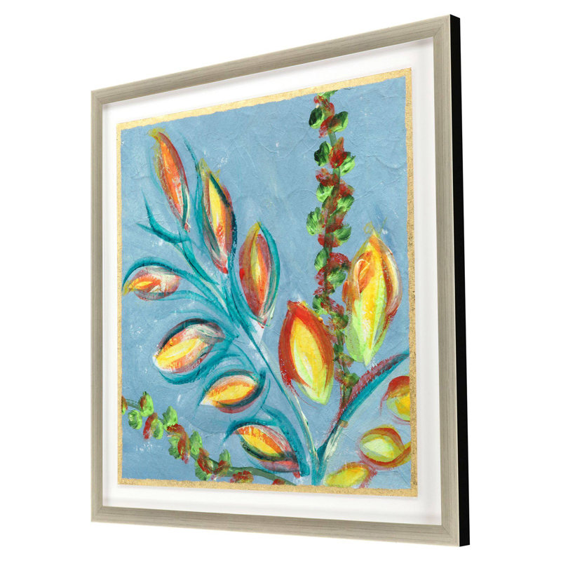 Sassy Botanica I Blue and Gold Leaf Framed Print
