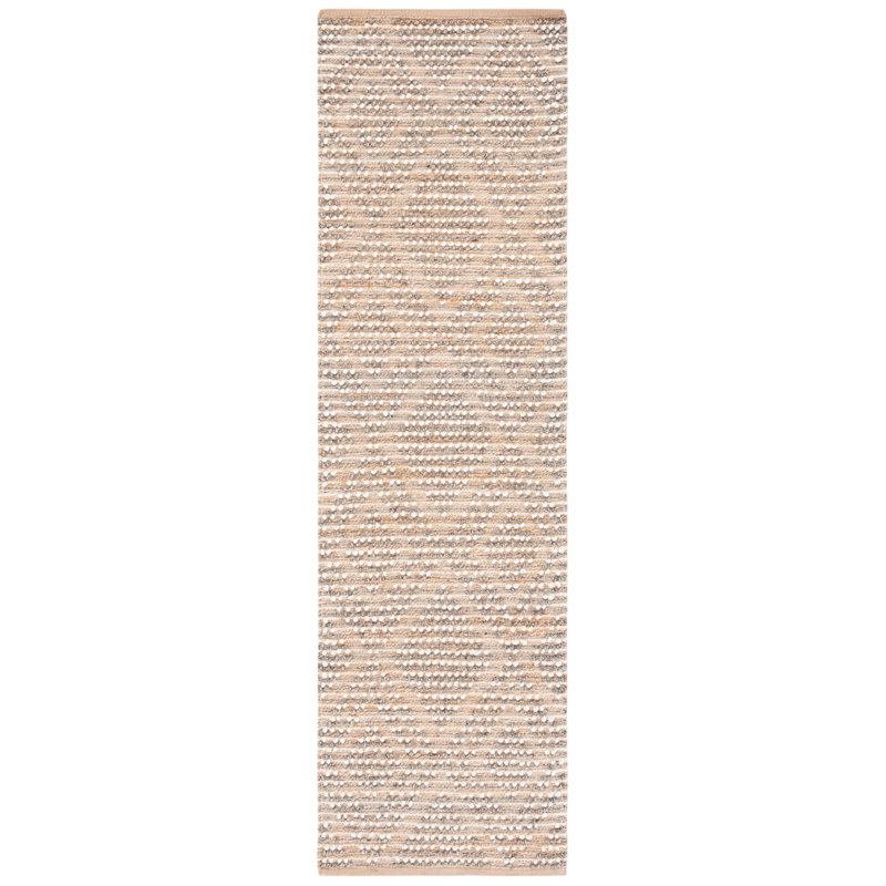 Natura Hand Woven Wool/Jute/Cotton Geometric Rug in Natural/Gray, Runner 2'3" x 8'