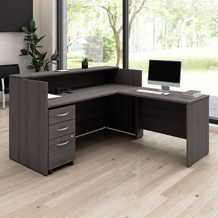 Arrive 72W x 72D Reception L Desk with 3 Drawer Mobile Pedestal