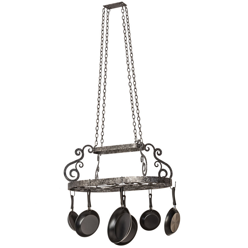 38" Long Neo 6 Light Pot Rack, Gray, 68" H x 24" W x 38" D