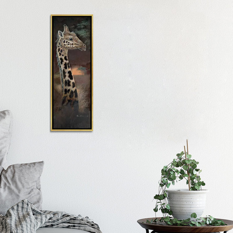 «Young and Curious» par Ruane Manning - reproduction d'art, H 36 po x l 12 po x P 1,5 po, Toile encadrée d'or